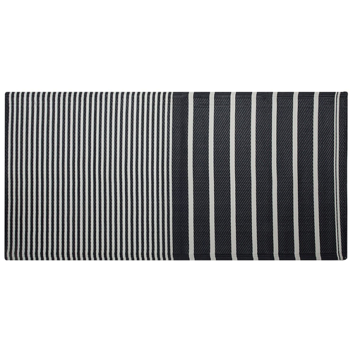 Outdoor Teppich Schwarz Weiß Polypropylen 90 x 180 cm Gestreift Jacquardgewebt Rechteckig