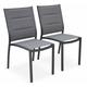 Lot de 2 chaises Chicago en aluminium et textilène empilables Anthracite / Gris taupe - Anthracite