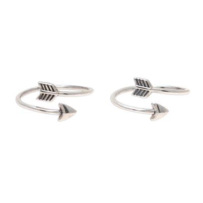 Arrow Curve,'Sterling Silver Arrow Toe Rings from India (Pair)'