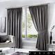 Fusion Grey Pencil Pleat Curtains, Blackout Curtains W66 x L54" (168 x 137cm) for Living Room and Bedroom, Thermal Curtains Charcoal Curtains, Dark Grey, Dijon
