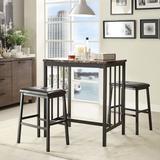 Ebern Designs Denaya 3 Piece Counter Height Dining Set Upholstered/Metal in Black/Brown | Wayfair 73CE639CCBE3484699D71514D17D313D