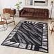 TAPISO Dream Area Rug Living Room Bedroom Short Pile Modern Animal Zebra Print Black Durable Carpet Size - 140 x 200 cm (4ft7 x 6ft7)