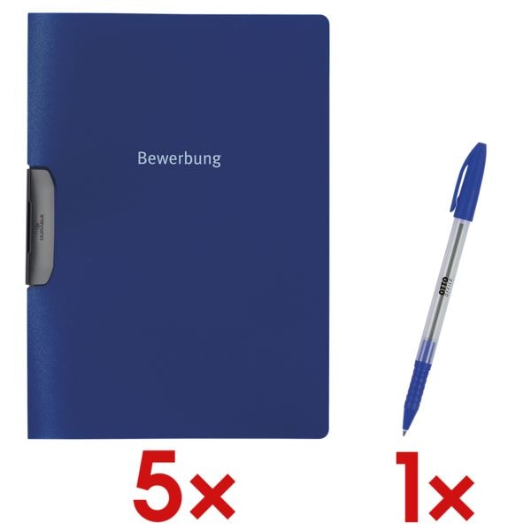 Durable 5x Bewerbungsmappe »Duraswing« inkl. 1x Einweg-Kugelschreiber »Eco Stick« blau, 22.7x31 cm Image