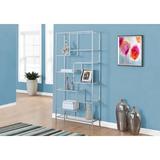 Ebern Designs Bookshelf Bookcase Etagere 72"H Office Bedroom Metal Tempered Glass/Clear Metal in White | 72 H x 32 W x 12 D in | Wayfair