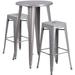 Williston Forge Gyala 30" Round Metal Indoor-Outdoor Bar Table Set w/ 2 Square Seat Backless Stools Metal in Gray | 41" H x 30" W x 30" D | Wayfair