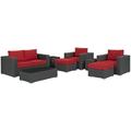 Sojourn 8 Piece Outdoor Patio Sunbrella® Sectional Set EEI-1880-CHC-RED-SET