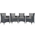 Summon 4 Piece Outdoor Patio Sunbrella® Dining Set - East End Imports EEI-2314-GRY-GRY-SET