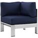 Shore Outdoor Patio Aluminum Corner Sofa EEI-2264-SLV-NAV