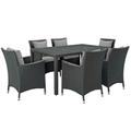 Sojourn 7 Piece Outdoor Patio Sunbrella® Dining Set - East End Imports EEI-2312-CHC-GRY-SET