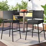 Winston Porter Bertila 29" Patio Bar Stool Wicker/Rattan in Gray | 43 H x 23 W x 20 D in | Wayfair 99F5D1229A81412EAFB9A7F133FD09D1