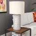 Winston Porter Allaire 30" Gray Table Lamp Ceramic/Linen in Gray/White | 30 H x 16 W x 16 D in | Wayfair 45F4BE76F0A34676BFC8E4944B452DF1