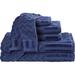 Ebern Designs Harva 6-Piece Cotton Bath Towel Set – Chevron Pattern Plush Sculpted Spa Luxury Decorative Towels in Blue | 27 W in | Wayfair