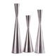 Set of 3 Silver Brushed Metal Taper Candle Holders Candlestick Holders Vintage Modern Decorative Centerpiece Candlestick Holders for Table Mantel Wedding Housewarming Gift (Shiny Silver, S+M+L/SET)