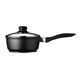 Premier Housewares Tenzo Teflonbeschichteter Aluminium-Stieltopf mit Glasdeckel, 18 cm, schwarz, 19x39x14