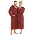 CelinaTex Bademantel mit Kapuze für Damen und Herren, Saunamantel weich und flauschig, Coral-Fleece Morgenmantel Florida L chili rot 0001471