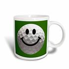 3dRose weiß Ball-Happy Smiley Golfball-Golfer Gift-Smilie auf grünem Hintergrund, Tasse, Keramik, Mehrfarbig, 10,16 x 7,62 x 9,52 cm