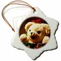 3dRose Weihnachten Teddy Bär Nahaufnahmen, 7,6 cm Schneeflocke Porzellan Ornament