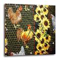 3dRose DPP 58561 _ 2 gesteppt Rooster N Sunflowers-Wall Uhr, 13 von 33 cm