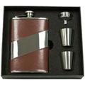 Visol Nathan Leather Flask Gift Set with Two Shot Cups, 8-Ounce, Brown by Visol