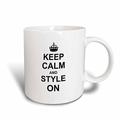 3dRose Keep Calm and Carry on Styling-Fashion Stylisten Friseursalon Friseur Gift-Fun Humor Tasse, Keramik, weiß, 11,43 x 8,45 x 12,7 cm