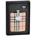 Visol"Gabriella" Plaid verpackt Edelstahl Whisky Flachmann Flachmann mit kleinem Trichter silber