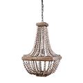 Creative Co-op Metal Chandelier with Wood Beads, 16.5" Square by 28" Height