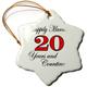 3dRose ORN 193404 _ 1 Happily Married 20 Jahren & Counting rot Schneeflocke Porzellan Ornament, 7,6 cm