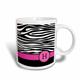 3dRose Buchstabe H Monogramm schwarz Zebra Streifen Animal Print mit Hot Pink Personalisierte Initiale 11 oz Tasse, Keramik, weiß, 10,2 x 7,62 x 9,52 cm