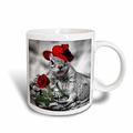 3dRose Sweet Lady Eichhörnchen Hat mit Einem Red Rose ist Liebenswürdig, in Diese Zany Digital Zusammensetzung Tasse, Keramik, weiß, 11,43 x 8,45 x 12,7 cm