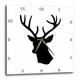 3dRose DPP 179700 _ 2 schwarz Deer Head Silhouette auf weiß Moderne Wanduhr Hirsch mit Geweih Shadow, 33 x 33 cm