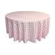 La Leinen Gingham Karo Tischdecke RUND, Polyester, weiß/rosa, 274.32 x 274.32 x 0.04 cm