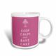 3dRose Keep Calm und Backen Kuchen Tasse, Keramik, Pink, 11,43 x 8,45 x 12,7 cm