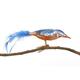 Thüringer Weihnacht Glas-Vogel, Eisvogel mit Naturfeder, Blau, 15 x 3,3 x 4,5 cm