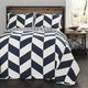 Lush Decor 3-teiliges Puzzle Chevron Quilt Set, Full/Queen, Marineblau