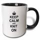 3dRose Tasse 157736 _ 4 Keep Calm and Knit On Carry On Knitting Hobby strickliebhaber Geschenke Schwarz Fun Funny Humor Witz zweifarbig schwarz Tasse, 11 Oz, schwarz/weiß