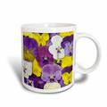 3dRose mit Blumen in Violett, Weiß und Yellow-Mug, Viola, Keramik, Weiß/Gelb/Violett 11,43 x 8.45 X 12,7 cm