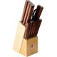 BERGNER Messerblock-Set "Nature" 13-teiliges Messerset: Chefmesser - Brotmesser - Tranchiermesser - Universalmesser - Schälmesser - 6 Steakmesser - Schere (BG-8910-MM)