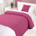 Highams Baumwolle Geflochtenes Kabel Knit Bett Decke/Überwurf, Stiefmütterchen Pink, Single, 125 x 150 cm