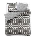 DecoKing 85042 200x220 cm mit 2 Kissenbezügen 80x80 schwarz weiß grau anthrazit Stahl geometrisches Muster Bettbezüge Microfaser Hypnosis Wall Bettwäsche Polyester 200 x 220 cm