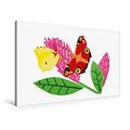 Calvendo Premium Textil-Leinwand 90 cm x 60 cm Quer, aus Papier gebastelte Schmetterlinge am Sommerflieder | Wandbild, Bild auf Keilrahmen, Fertigbild auf aus Papier gebastelt Kunst Kunst
