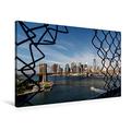 Calvendo Premium Textil-Leinwand 90 cm x 60 cm Quer, New York Brooklyn Bridge | Wandbild, Bild auf Keilrahmen, Fertigbild auf Echter Leinwand, Leinwanddruck: Distrikt (South Manhattan) Orte Orte