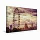 Calvendo Premium Textil-Leinwand 45 cm x 30 cm Quer London Eye & Big Ben | Wandbild, Bild auf Keilrahmen, Fertigbild auf Echter Leinwand, Leinwanddruck: London Skyline Orte Orte