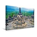 Calvendo Premium Textil-Leinwand 45 cm x 30 cm Quer Stupas in Borobudur, Java, Indonesien | Wandbild, Bild auf Keilrahmen, Fertigbild auf Echter Leinwand. Mahayana-Buddhismus auf Java Orte Orte