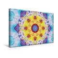 Calvendo Premium Textil-Leinwand 45 cm x 30 cm Quer, Energie Mandala Gelb Violet | Wandbild, Bild auf Keilrahmen, Fertigbild auf Echter Leinwand, Leinwanddruck: Mandala aus Blumen Glaube Glaube