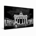 Calvendo Premium Textil-Leinwand 75 cm x 50 cm Quer Berlin Brandenburger Tor | Wandbild, Bild auf Keilrahmen, Fertigbild auf Echter Leinwand, Leinwanddruck: Monochrome Urbane Nachtaufnahme Orte Orte