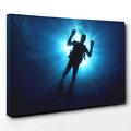 BIG Box Art Canvas Print 20 x 14 Inch (50 x 35 cm) Scuba Diving 3 - Canvas Wall Art Picture Ready to Hang