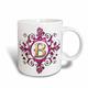 3dRose Edelsteinbesetztes Rosa Ornament Kreis mit A Gold B Buchstabe Monogramm Tasse, Keramik, Gold/pink, 11,43 x 8,45 x 12,7 cm