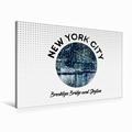 Calvendo Premium Textil-Leinwand 90 cm x 60 cm Quer Graphic-Art New York City Brooklyn Bridge und Skyline | Wandbild, Bild auf Keilrahmen, Fertigbild auf Echter Leinwand, Leinwanddruck