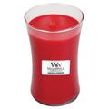 Woodwick 93048 Retich und rhabarber große Duftkerze Classic mit Holzdeckel 609.5 g, Glas, rot, 10.3 x 10.6 x 17.7 cm