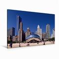 Calvendo Premium Textil-Leinwand 120 cm x 80 cm Quer Skyline von Chicago mit Dem Cloudgate | Wandbild, Bild auf Keilrahmen, Fertigbild auf Echter Leinwand, Leinwanddruck